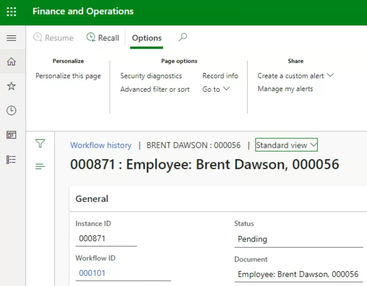 Figure 1.10 – The expense workflow history