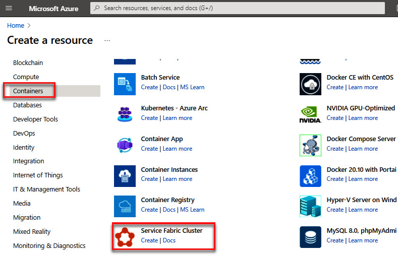 Figure 5.8 – Select Service Fabric Cluster