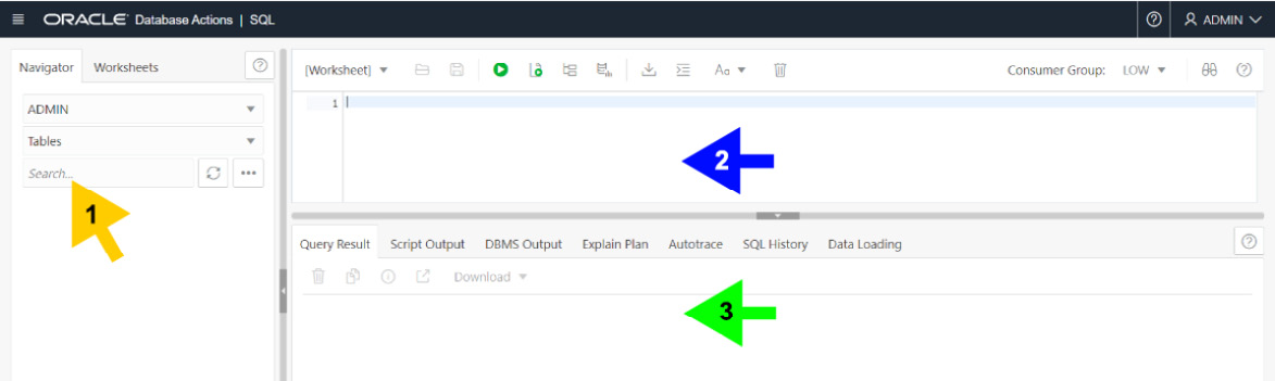 Figure 1.11 – SQL Developer Web – SQL section