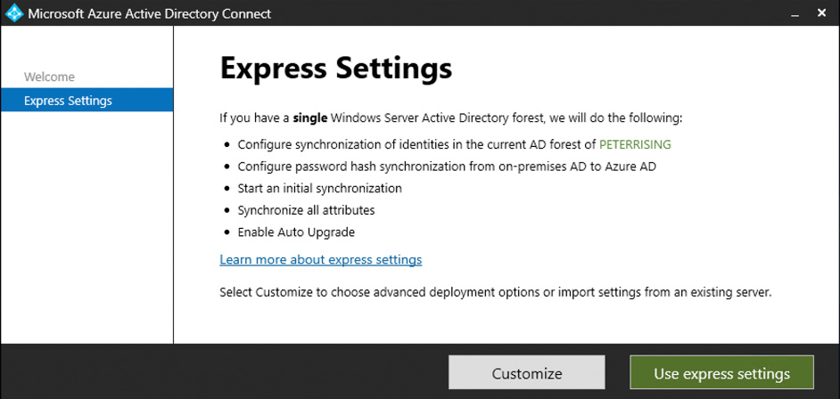 Figure 1.6: Express settings