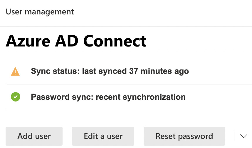 Figure 1.16: Azure AD Connect sync status