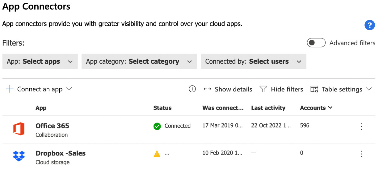 Figure 10.15: Connected apps