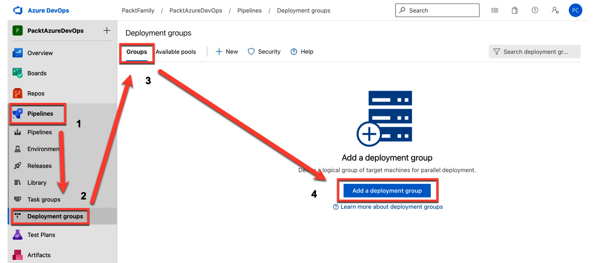 Figure 1.25 – Adding a deployment group