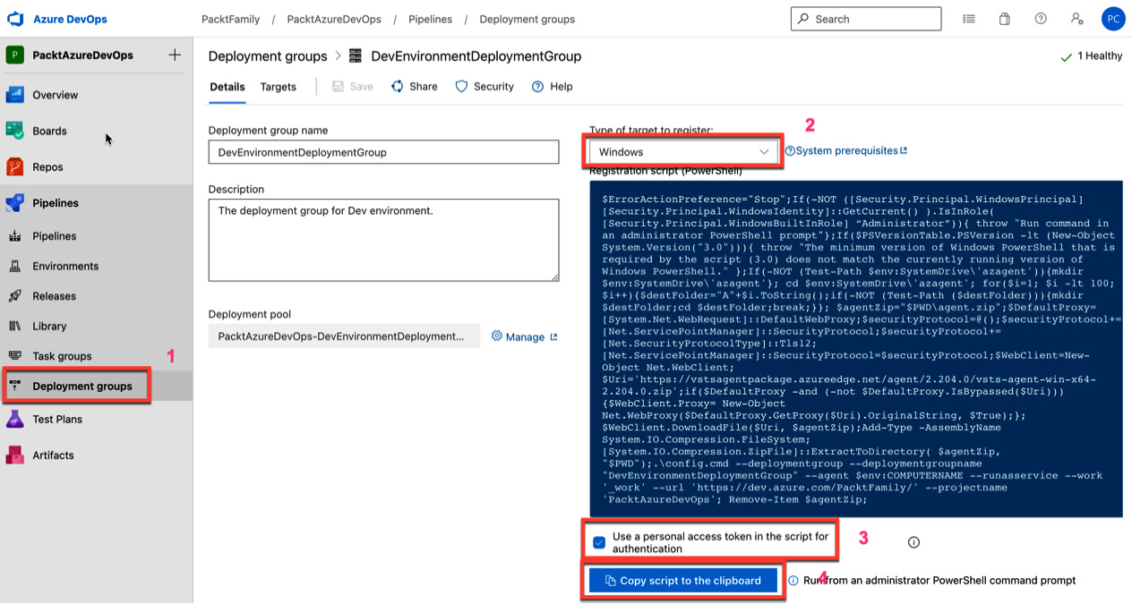   Figure 1.27 – Script to deploy an agent on Windows