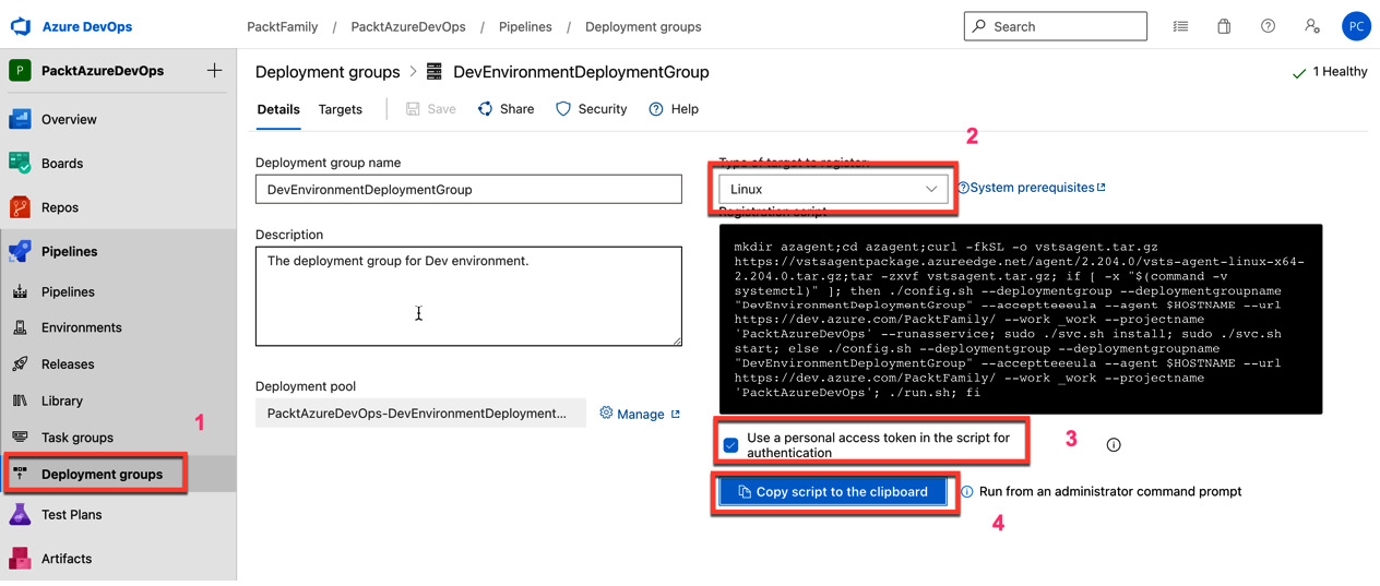   Figure 1.28 – Script to deploy an agent on Linux