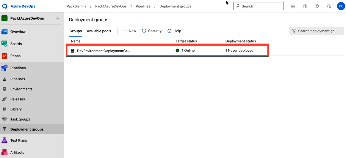 Figure 1.29 – The deployment agent is online