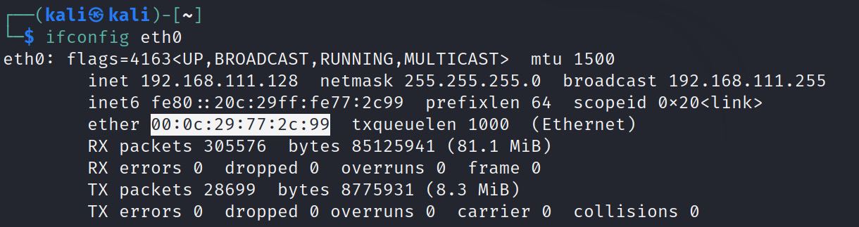 Figure 1.7 – Current allocated MAC address