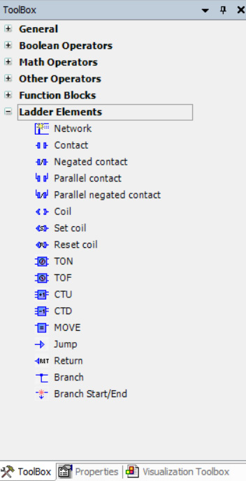 Fig﻿ure 1.2 – Ladder ﻿logic ToolBox