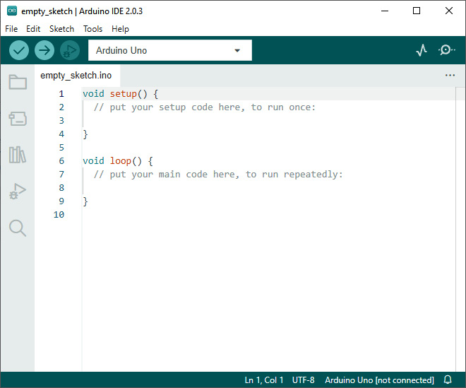 Figure 1.3 – The Arduino IDE right after launch