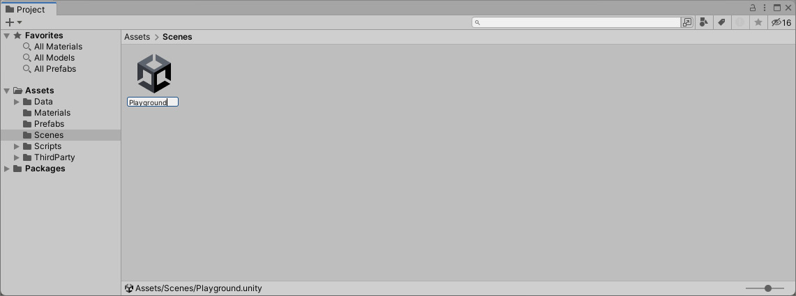Figure 3.1 – Renaming the scene to Playground
