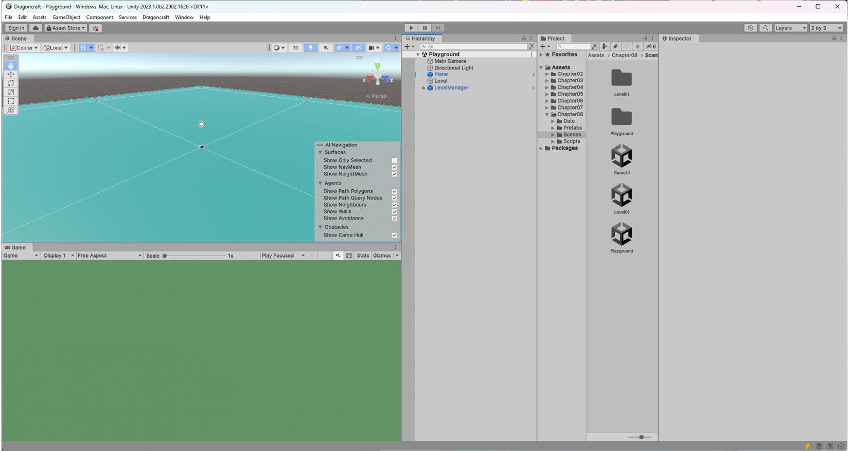 Figure 8.12 – The Unity Editor with the 2 by 3 layout