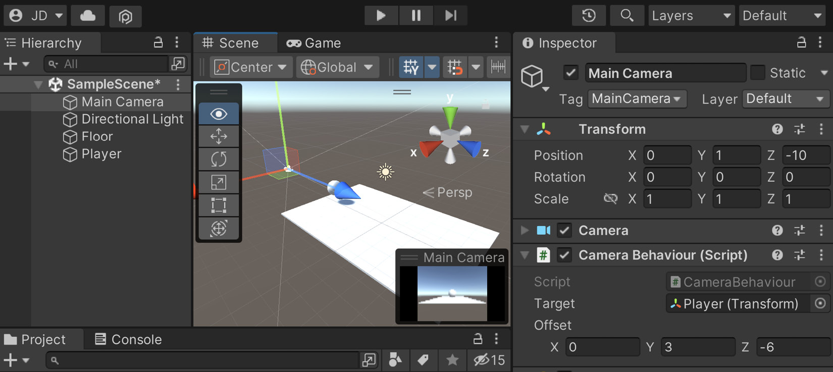 Figure 1﻿.14 – CameraBehaviour component setup