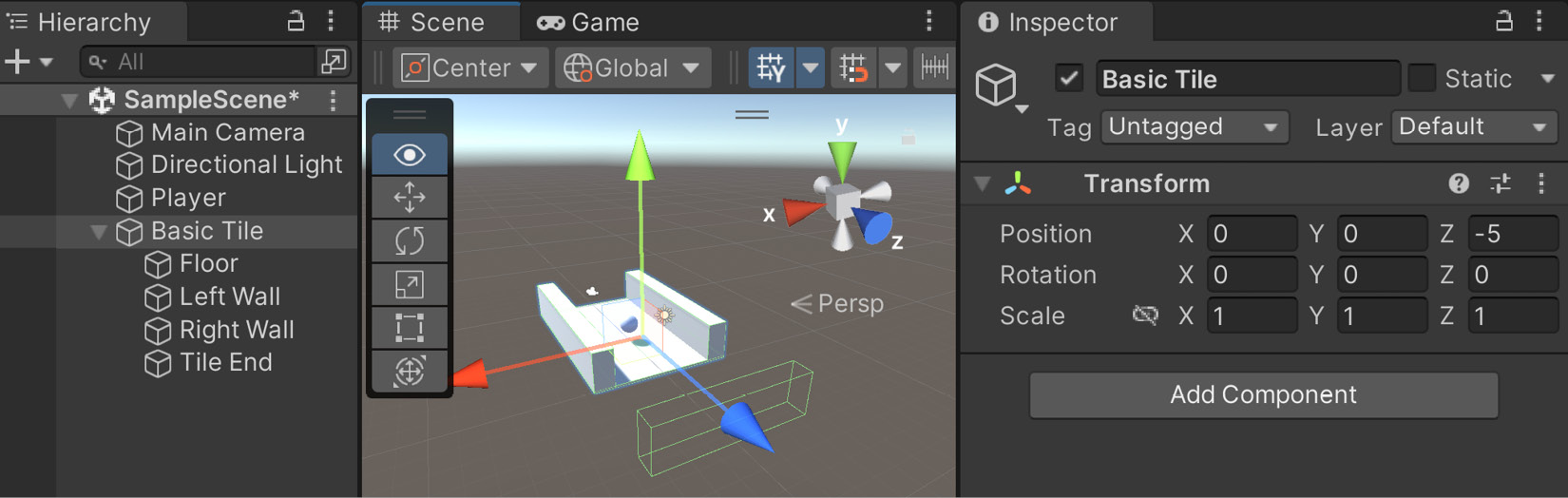 Figure 1.19 – Shifting the tile back