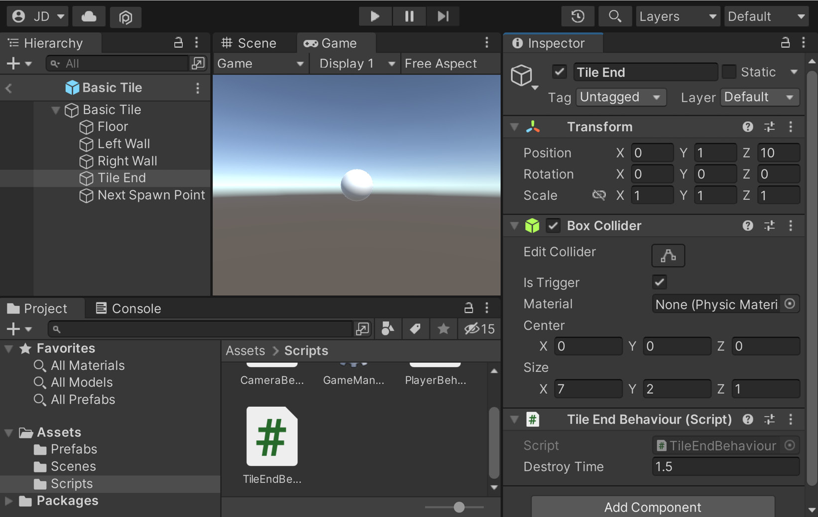 Figure 1.24 – Adding the Tile End Behaviour