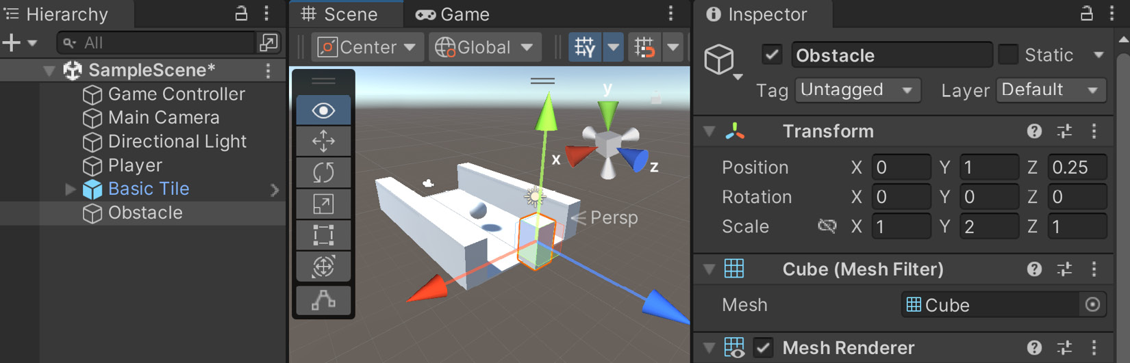 Figure 1.27 – Adding obstacles