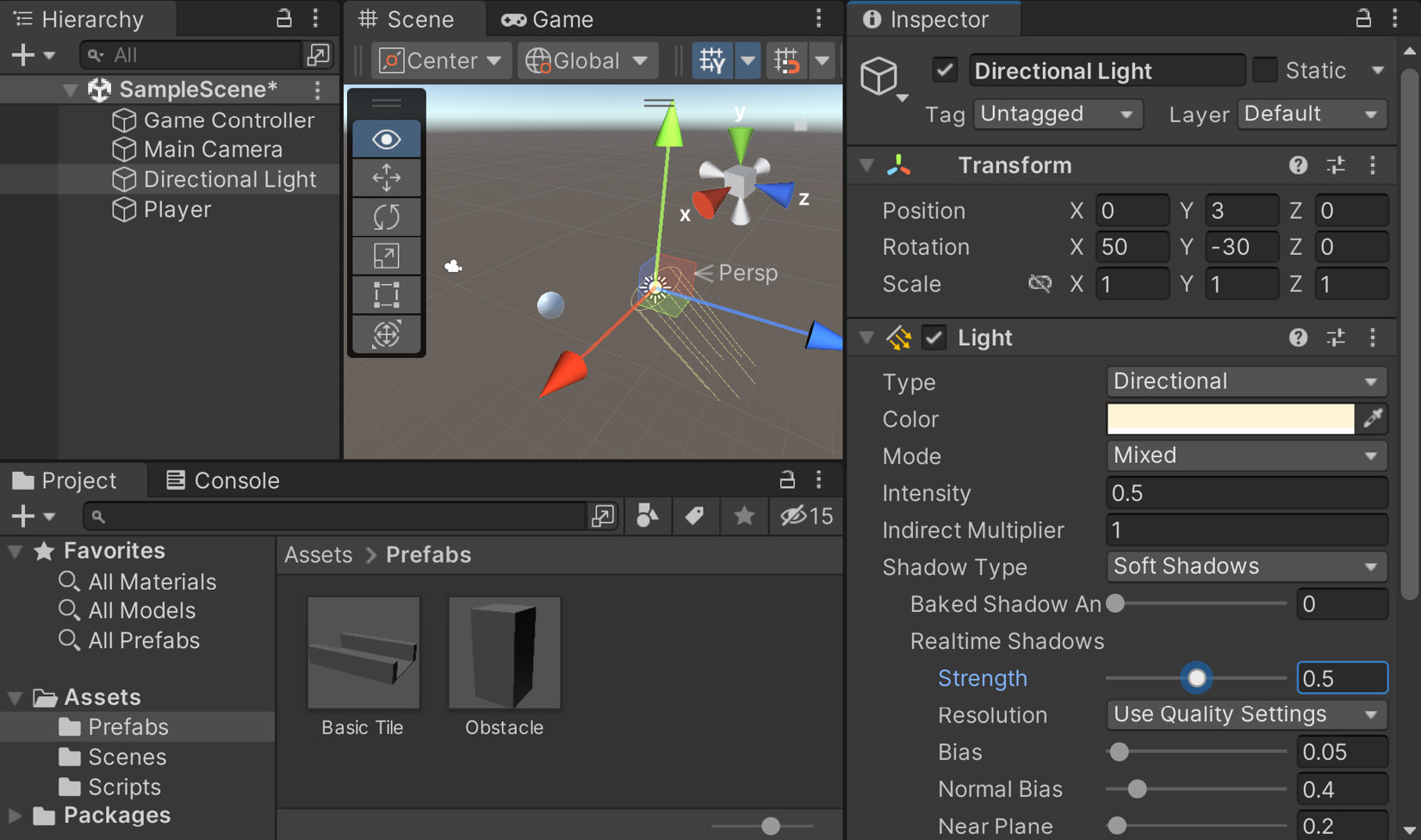 Figure 1.37 – Adjusting the Directional Light