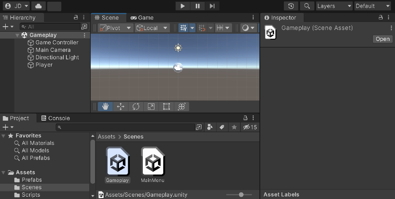 Figure 4.30 – Opening the Gameplay scene