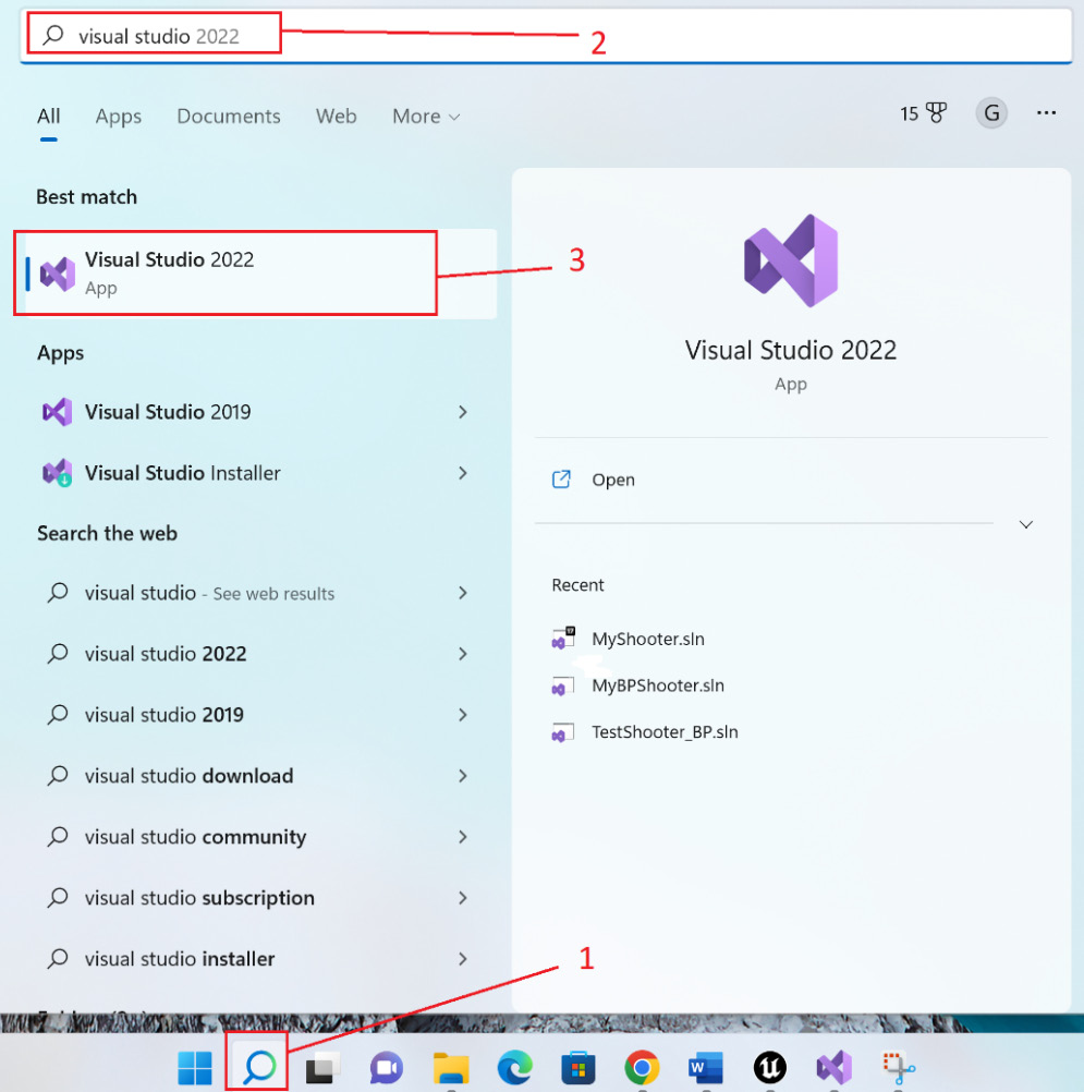 Figure 2.1 – Starting VS in Windows