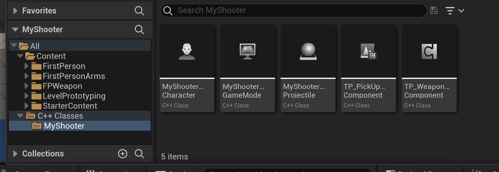 Figure 4.1 – MyShooter C++ project source files