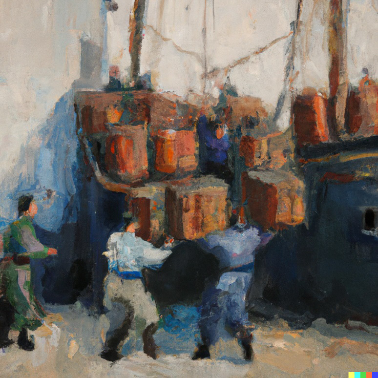 Figure 1.1 – Sailors unloading goods from a ship