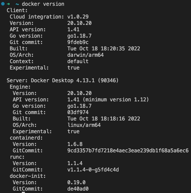 Figure 2.3 – Docker version of Docker Desktop