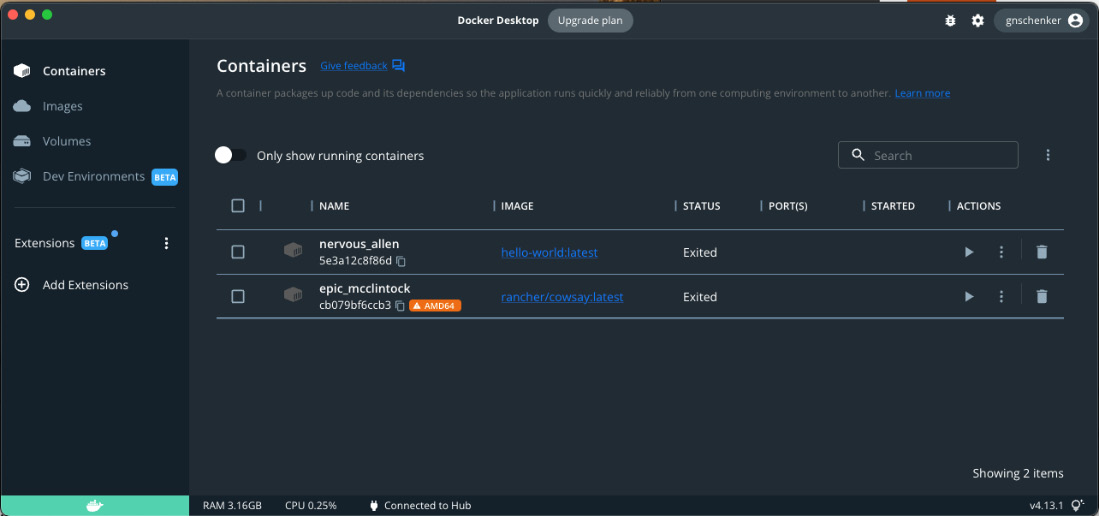 Figure 2.7 – Dashboard of Docker Desktop