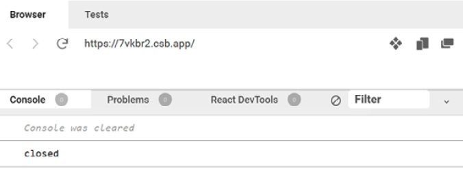 Figure 1.8 – The Browser panel closed console output