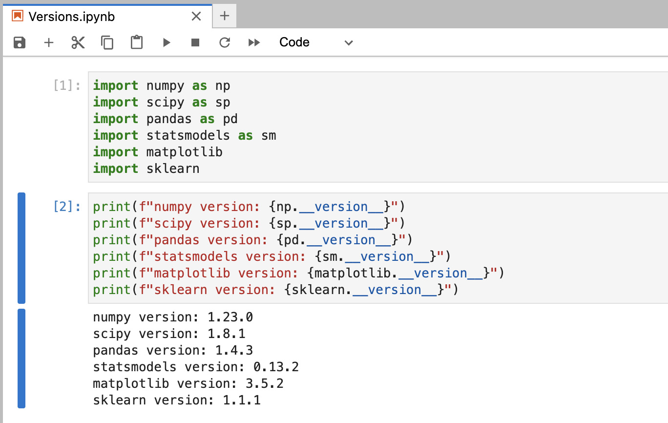 Figure 1.1 – Package versions used in this book