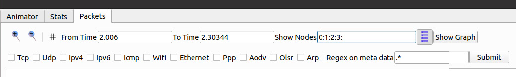 Figure 1.21 – The NetAnim Packets tab options