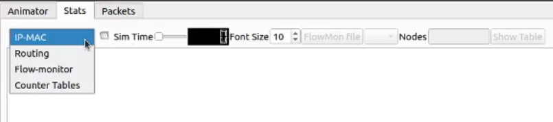 Figure 1.25 – The NetAnim Stats tab options