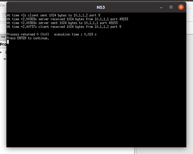 Figure 1.8 – The first.cc simulation execution results