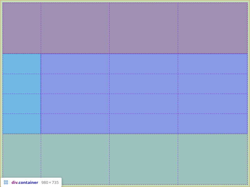 Figure 1.13 – Our grid with explicitly sized rows and columns