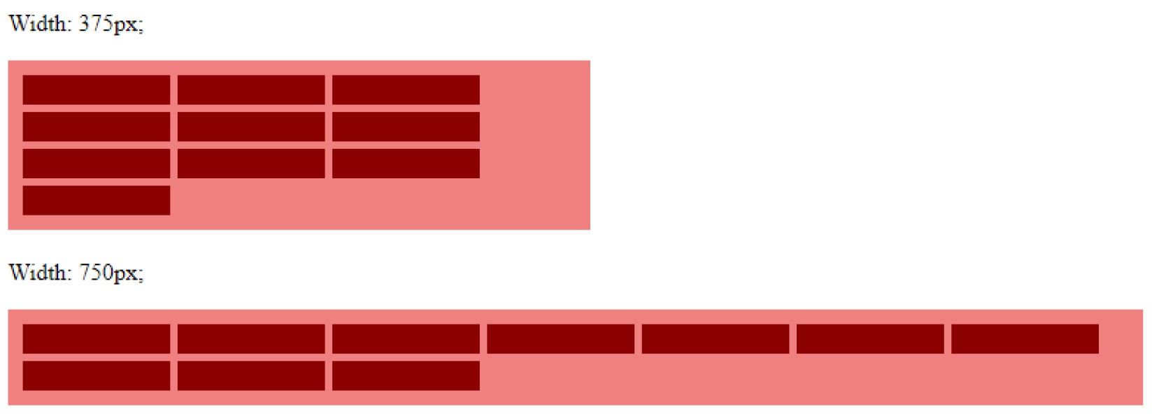 Figure 1.27 – The repeat() function mixed with other sizing definitions and using auto-fill