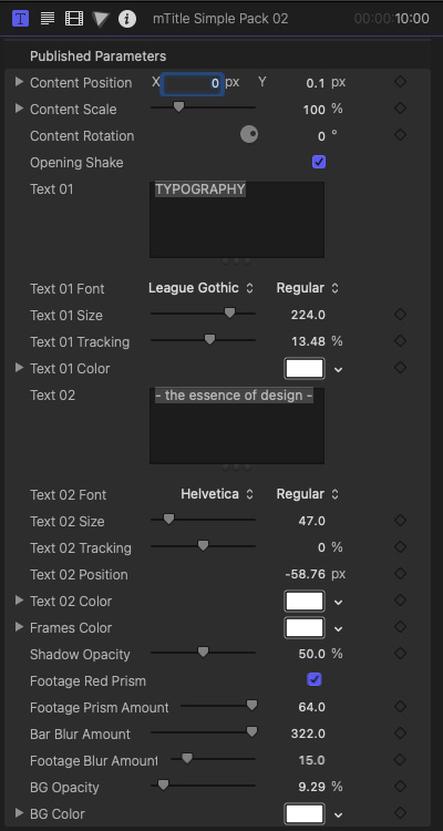 Figure 10.40 – The Titles tab in blue with inspector details