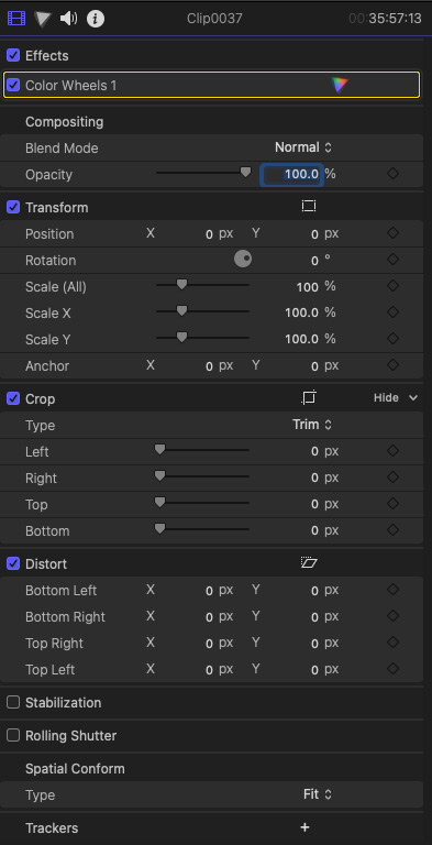  Figure 10.1 – The Video tab for a timeline clip selected in the inspector