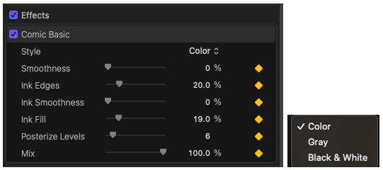 Figure 13.12 – The Comic Basic plug-in with the expanded Color option