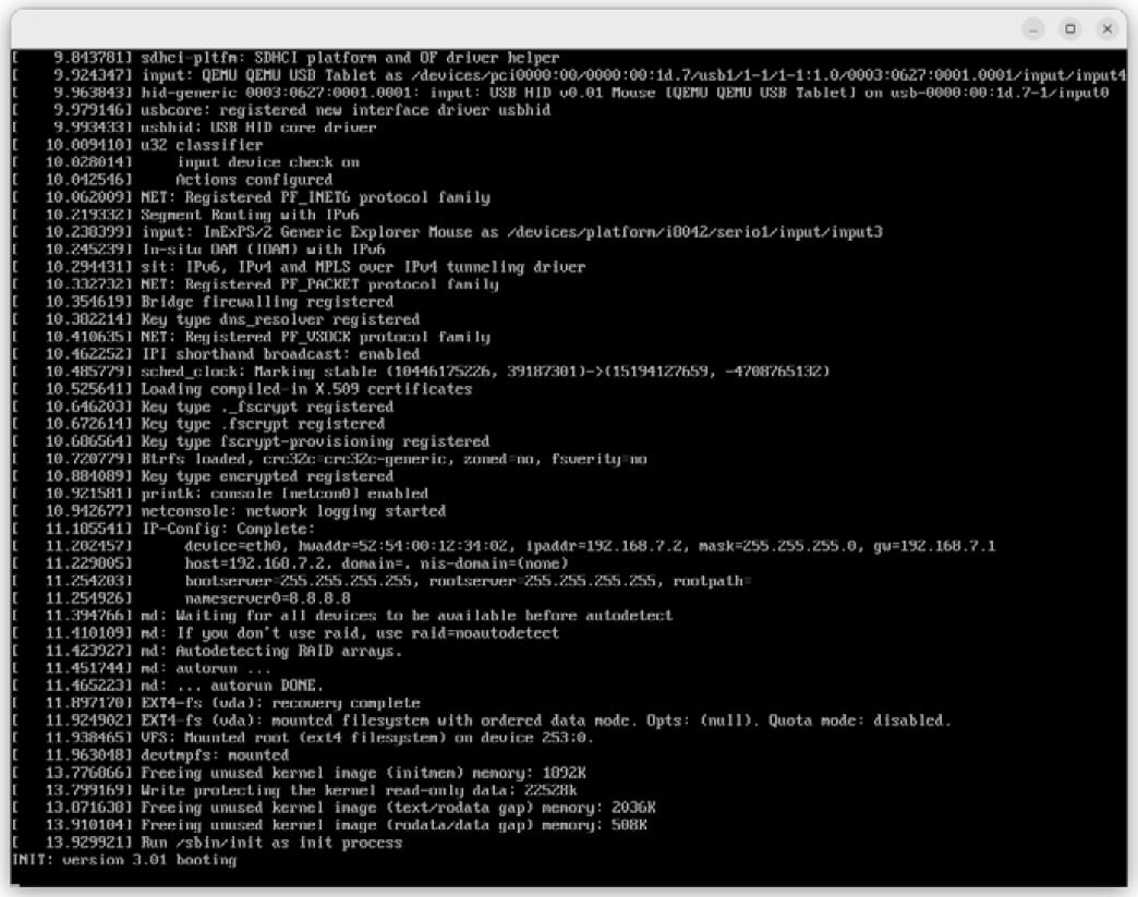 Figure 2.5 – The QEMU screen during the Linux kernel boot