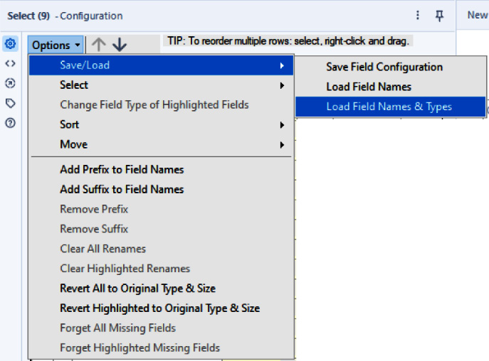 Figure 2.14: Shaping the data types based on saved configurations