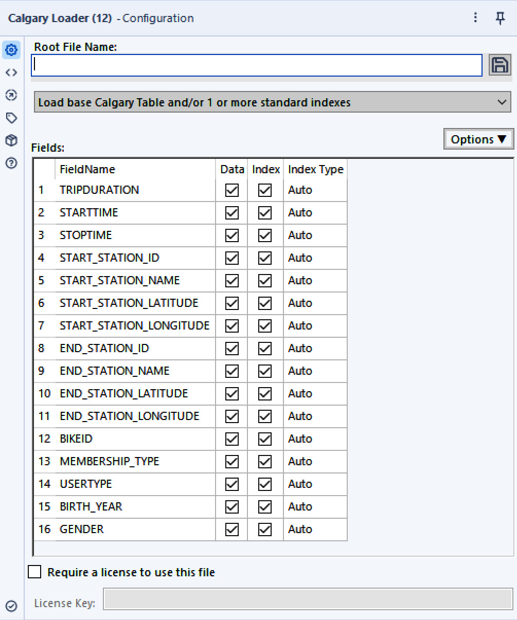 Figure 2.16: Calgary Loader configuration panel