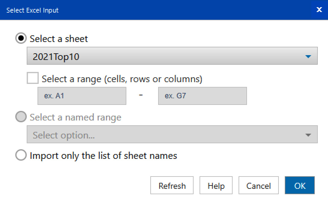 Figure 2.2: Select Excel Input