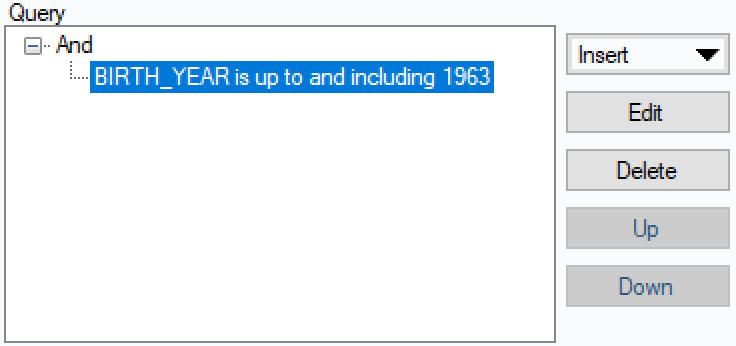 Figure 2.21: Query clause in the configuration panel