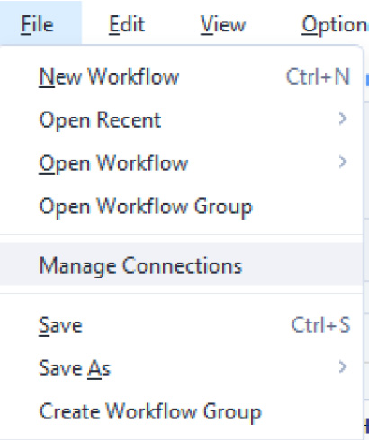 Figure 2.30: Manage Connections menu