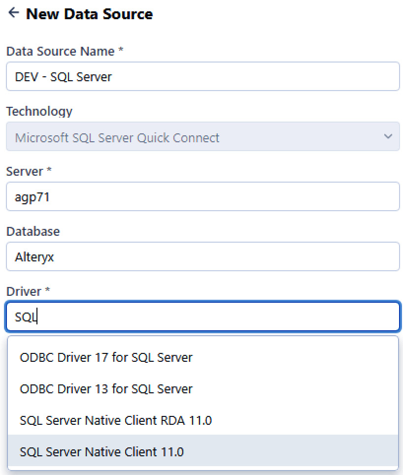 Figure 2.40: Setting up a SQL Server connection