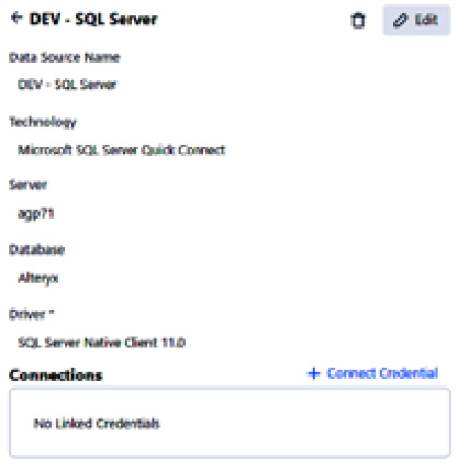 Figure 2.41: Linking credentials to a connection