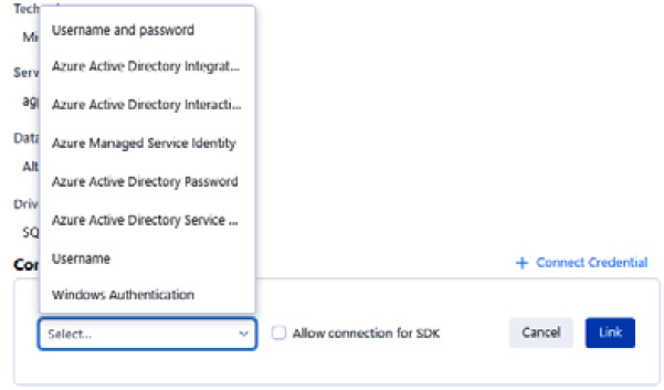 Figure 2.42: Selecting Authentication Method for linked credentials