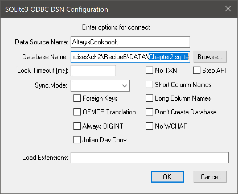 Figure 2.48: SQLite3 driver configuration