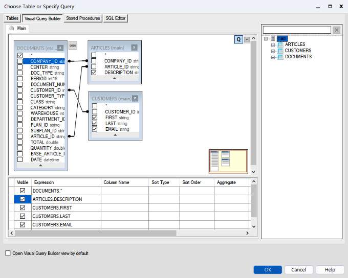 Figure 2.55: Completed query in Visual Query Builder