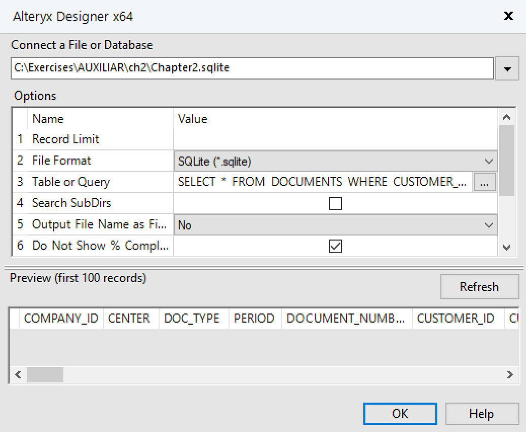 Figure 2.6: Template panel after the configuration