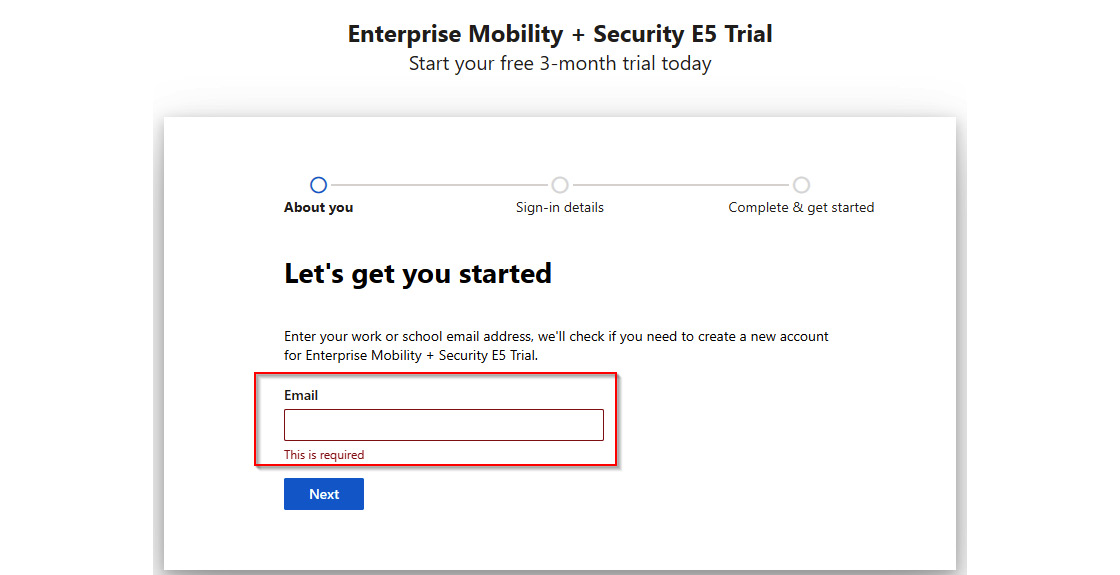 Figure 1.9 – Signing up for Enterprise Mobility + Security E5, continued