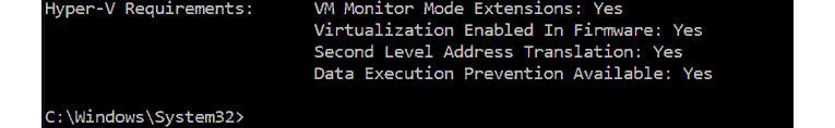 Figure 1.11 – Hyper-V requirements indicating that a hypervisor has not been detected